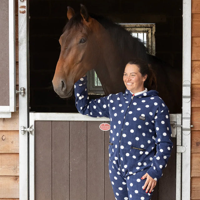 Supreme Products Adult's Dotty Fleece Onesie #colour_noble-navy