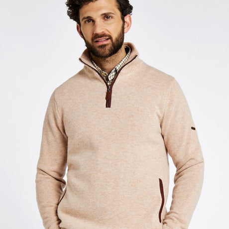 Dubarry Mens Feeney Zip Neck Sweater #Colour_oat