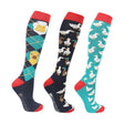 Hy Equestrian Ay Up Duck Socks Pack of 3 #colour_navy-red-fern