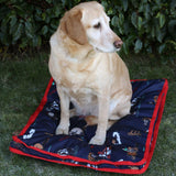 Benji & Flo Thelwell Collection Practice Makes Perfect Dog Bed #colour_navy-red