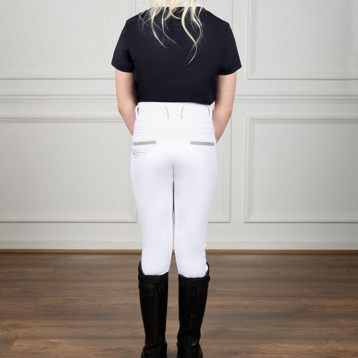 Coldstream Next Generation Ledmore Diamante Riding Tights #colour_white