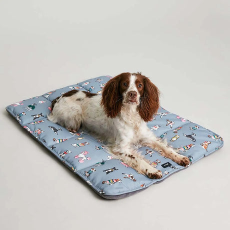 Joules Rainbow Dogs Travel Mat #colour_grey-dog-print