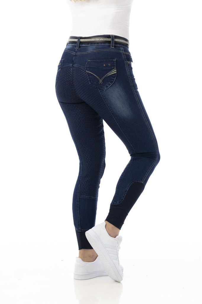 Equitheme Ladies Texas Silicone Seat Jeans #colour_blue