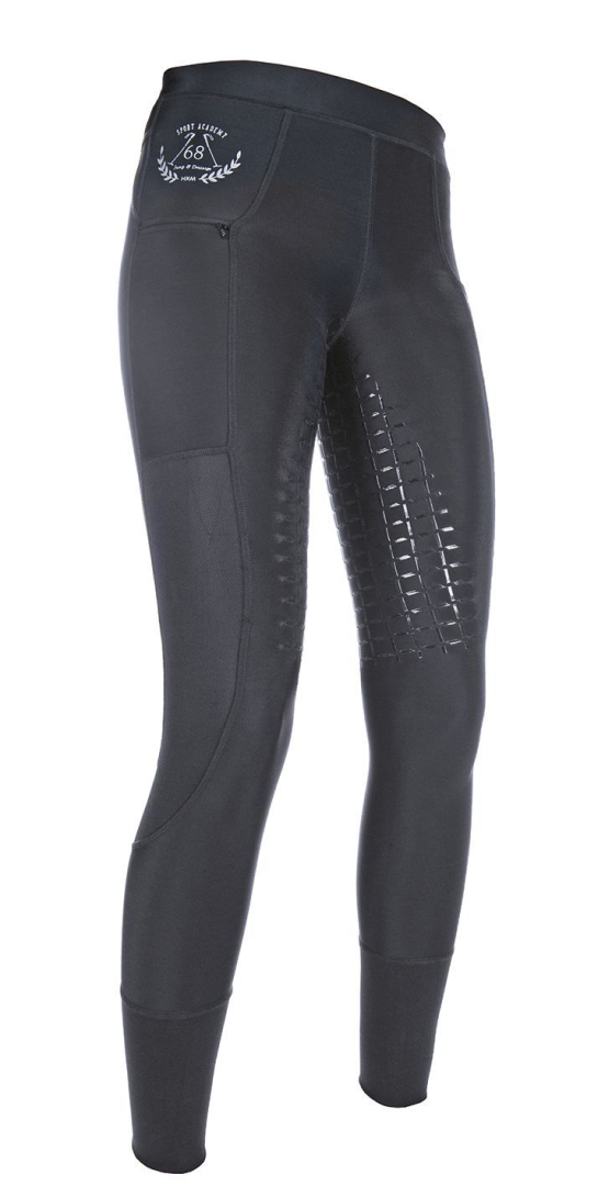 HKM Silicone Full Seat Mesh Riding Leggings #colour_black