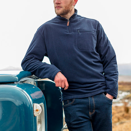 Hoggs of Fife Islander Men's Micro-Fleece Sweater #colour_navy