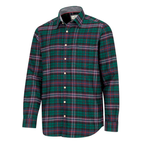 Hoggs of Fife Pitscottie Men's Flannel Shirt #colour_dark-green-tartan-check