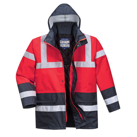 Portwest Hi-Vis Contrast Traffic Jacket #colour_red-navy