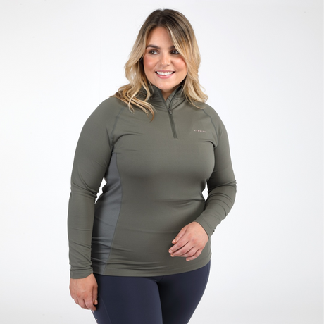 Shires Aubrion Ladies Revive Long Sleeve Base Layer #colour_olive